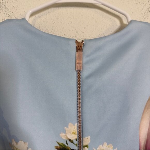 Ted baker effrae harmony cold shoulder blue floral dress - Picture 7 of 8